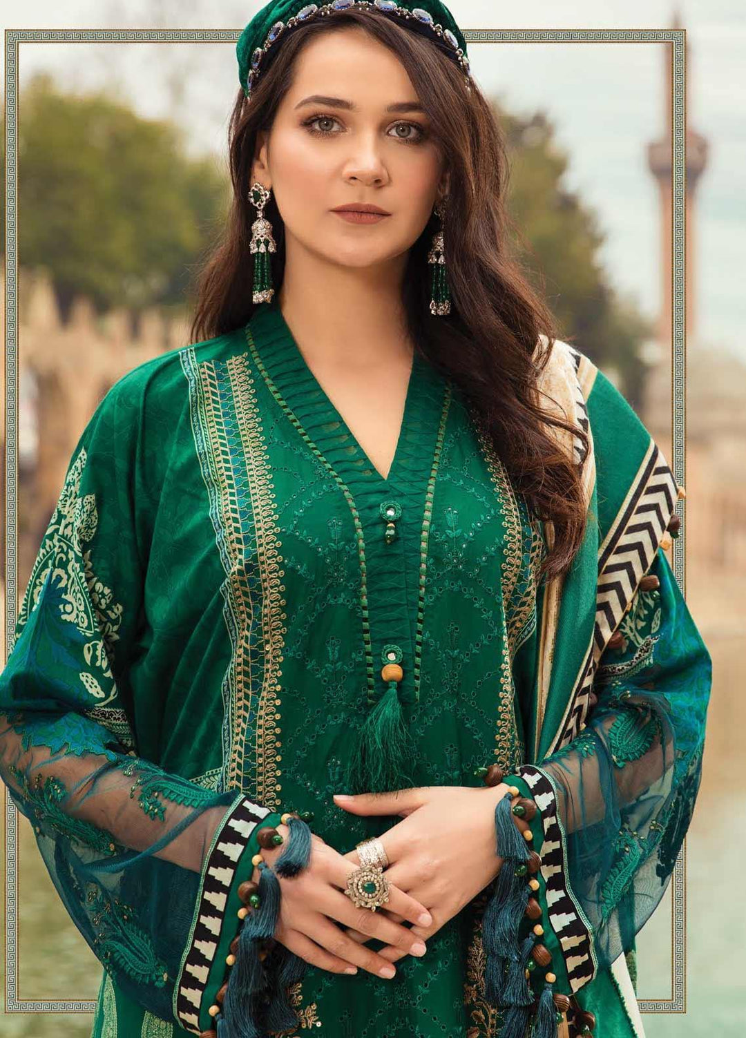 Maria B Embroidered Lawn Suits Unstitched 3 Piece MB21L 2-B - Summer Collection