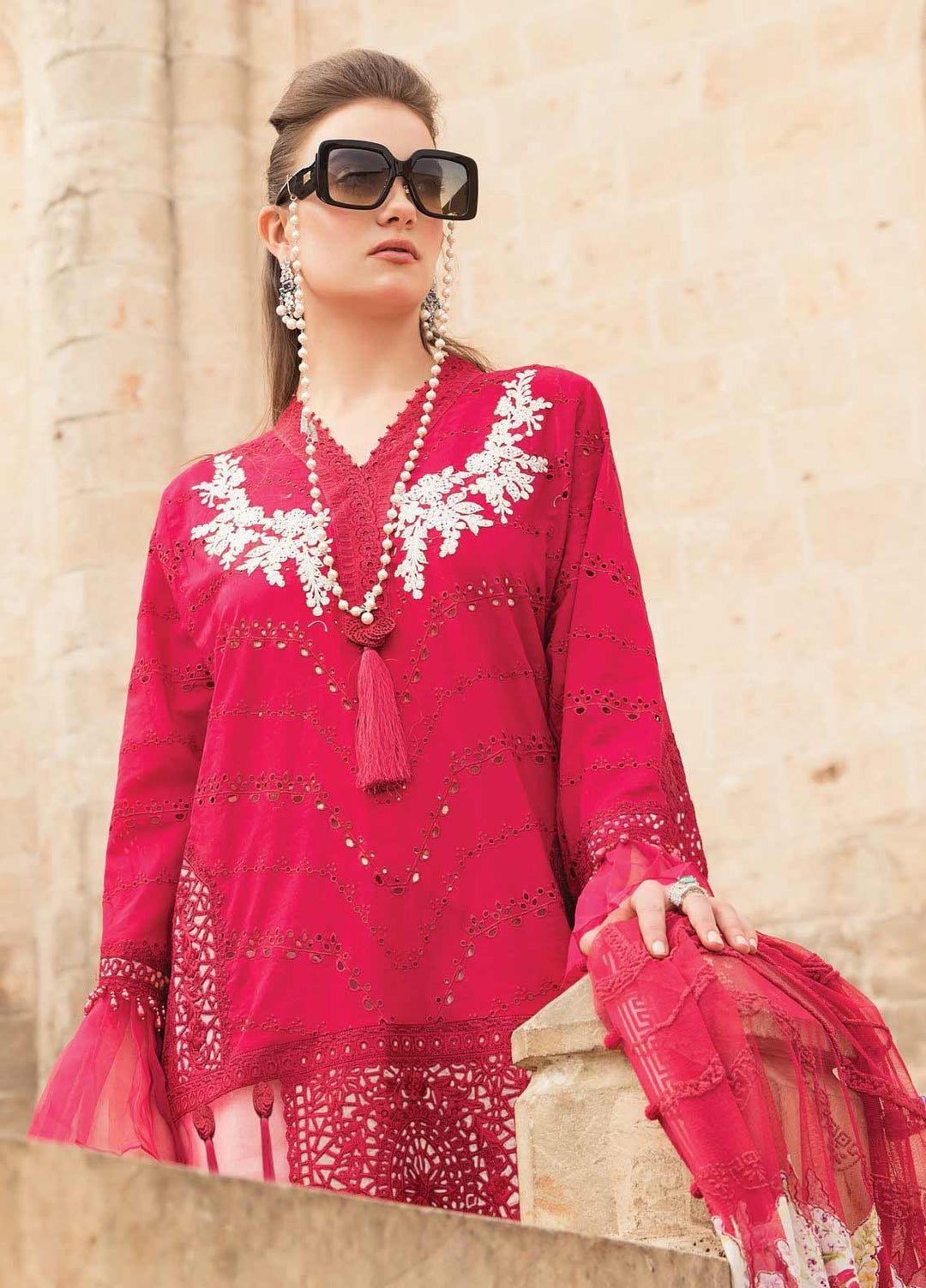 Maria B Embroidered Lawn Suits Unstitched 3 Piece MB21L 5-B - Summer Collection