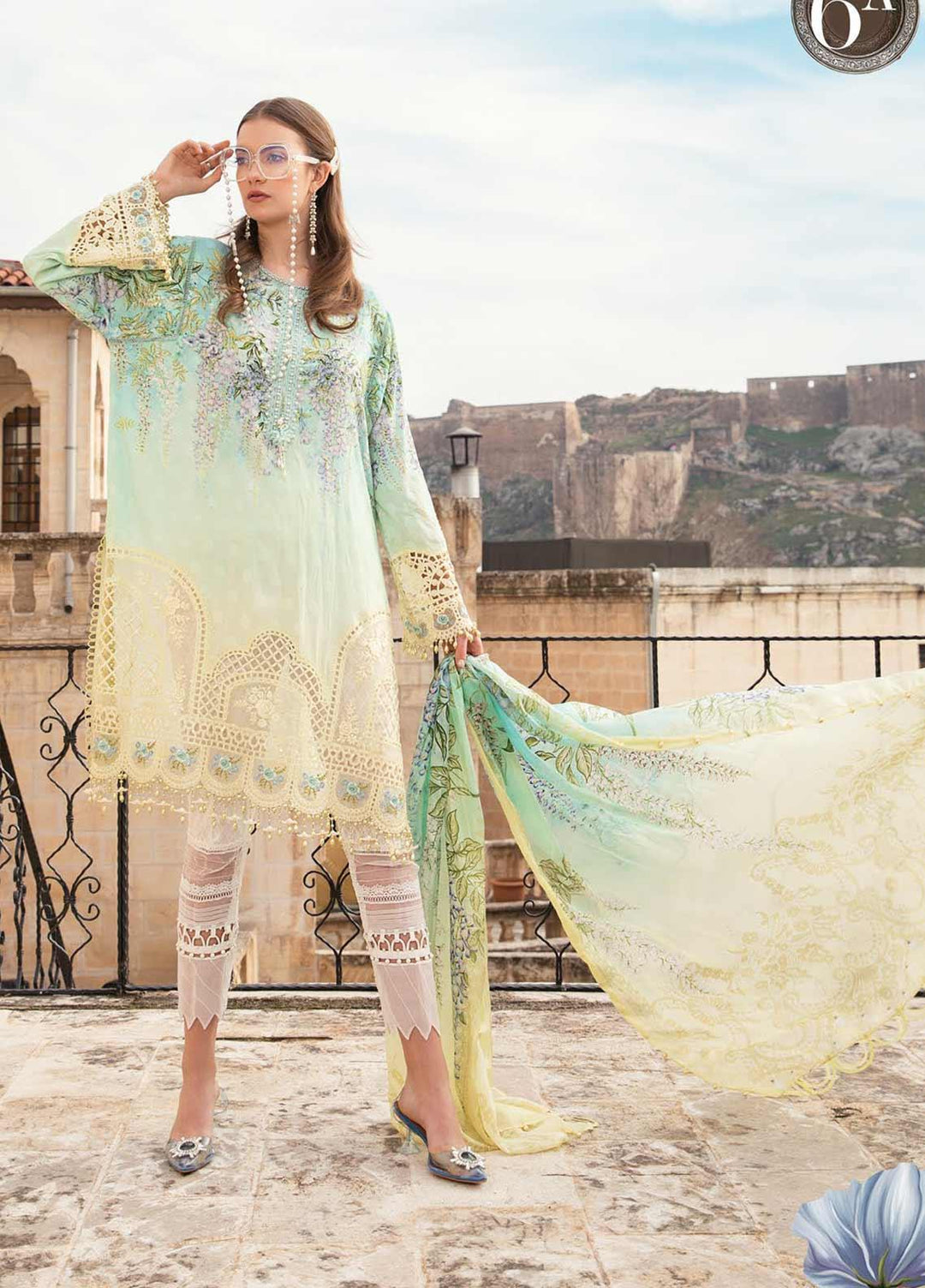 Maria B Embroidered Lawn Suits Unstitched 3 Piece MB21L 6-A - Summer Collection