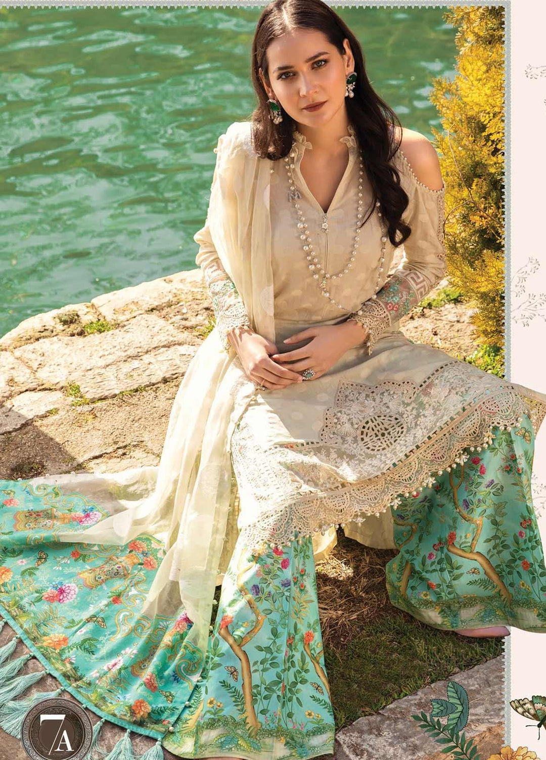 Maria B Embroidered Lawn Suits Unstitched 3 Piece MB21L 7-A - Summer Collection