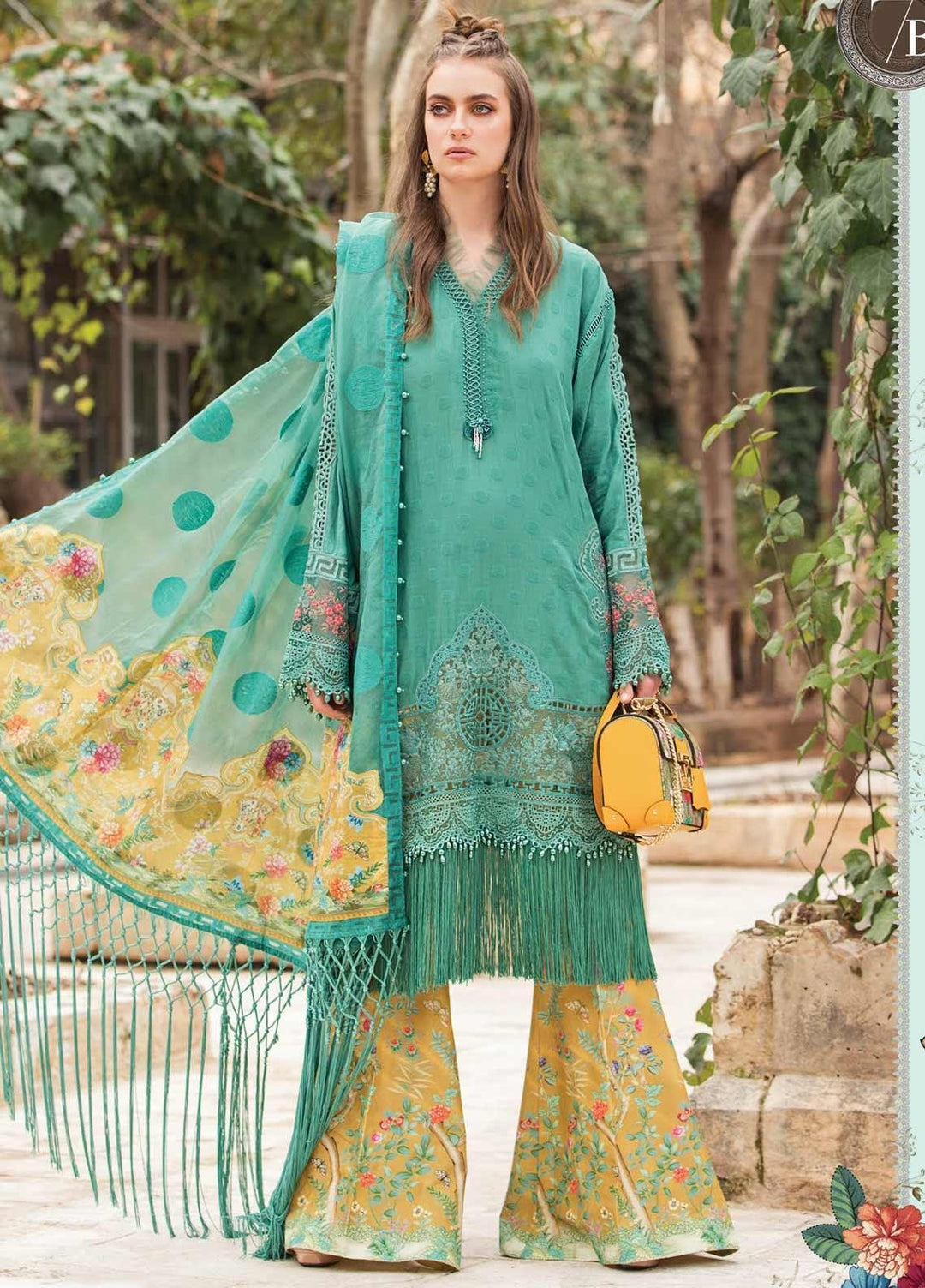 Maria B Embroidered Lawn Suits Unstitched 3 Piece MB21L 7-B - Summer Collection