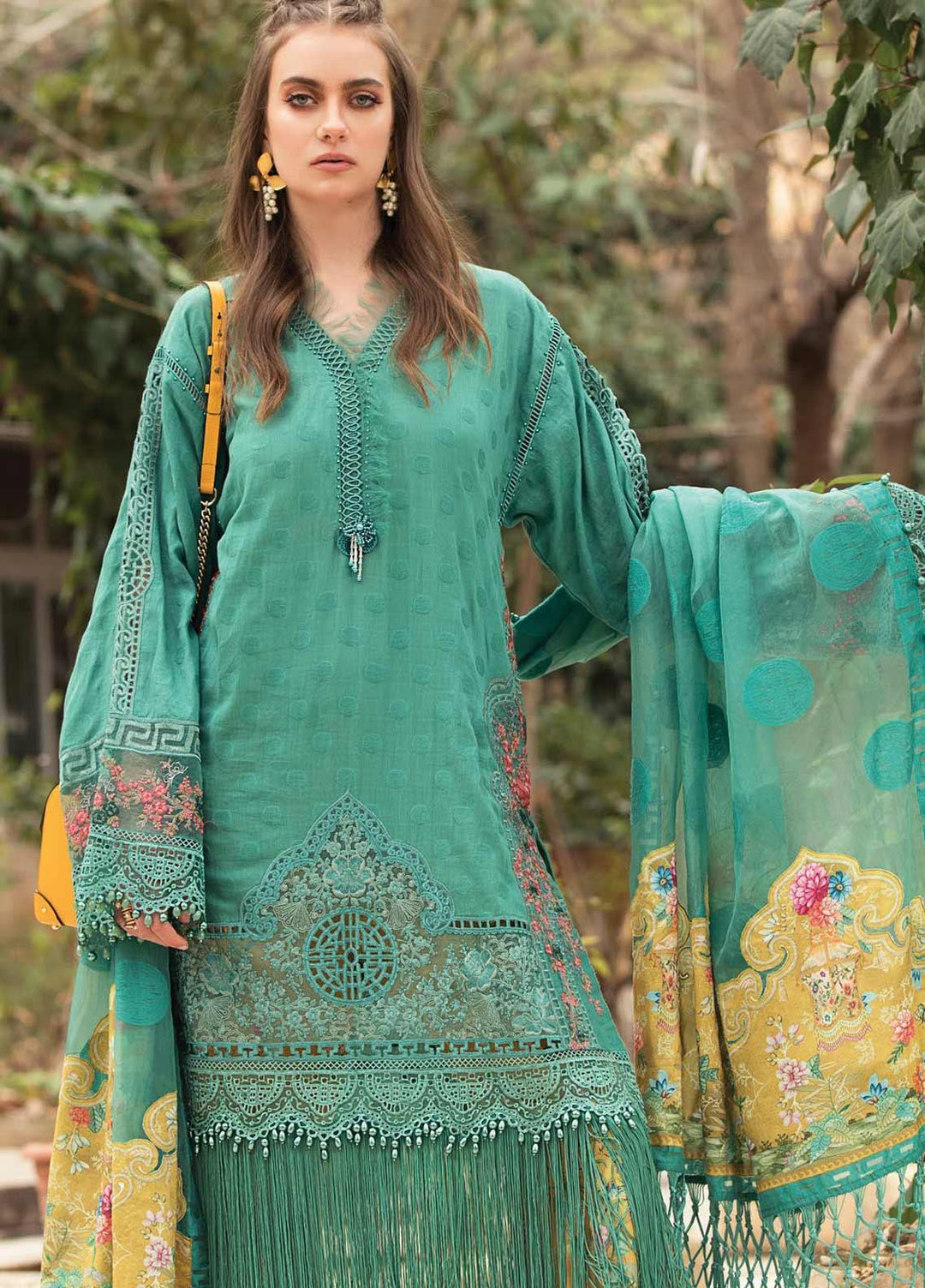 Maria B Embroidered Lawn Suits Unstitched 3 Piece MB21L 7-B - Summer Collection