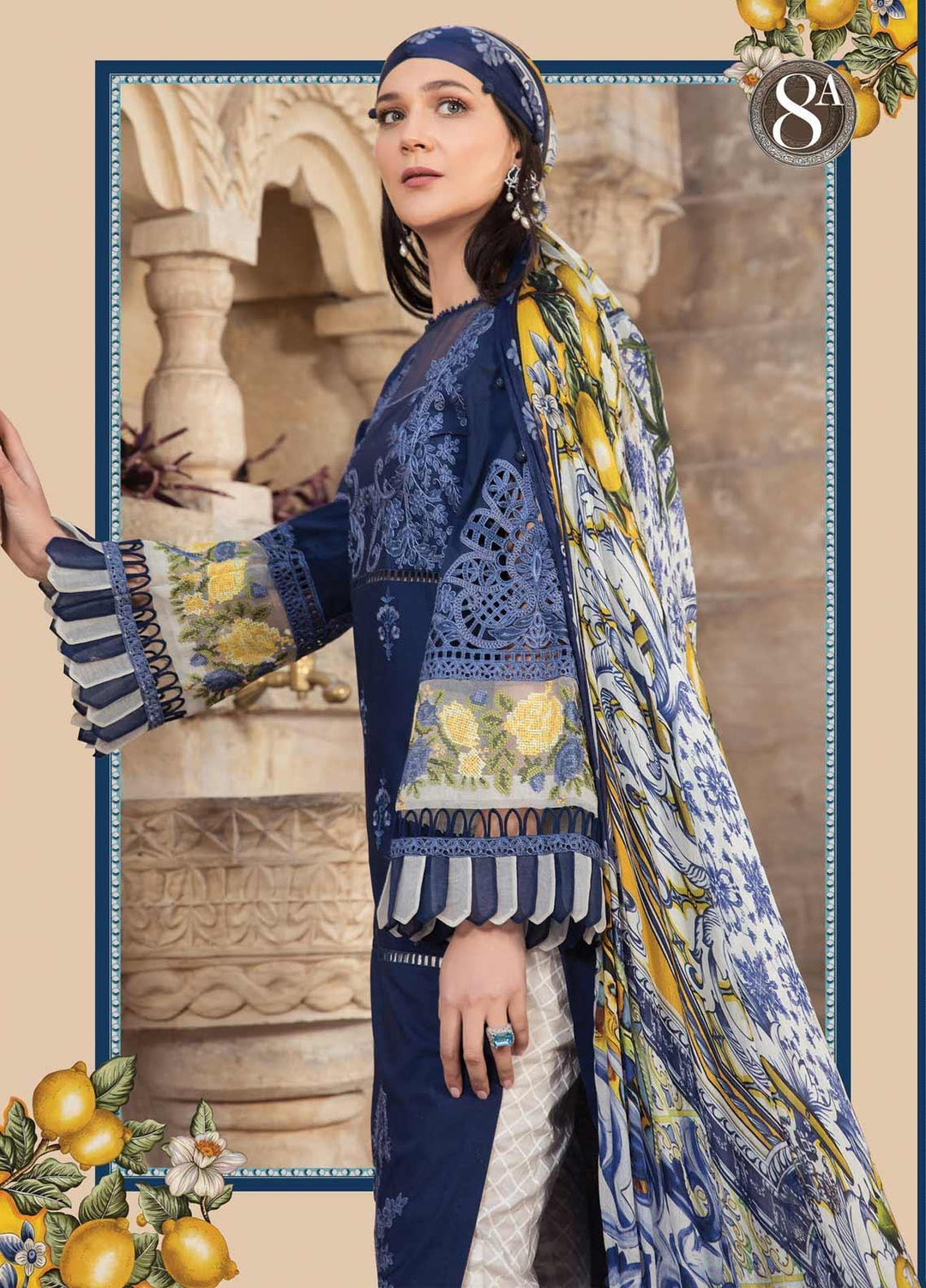 Maria B Embroidered Lawn Suits Unstitched 3 Piece MB21L 8-A - Summer Collection