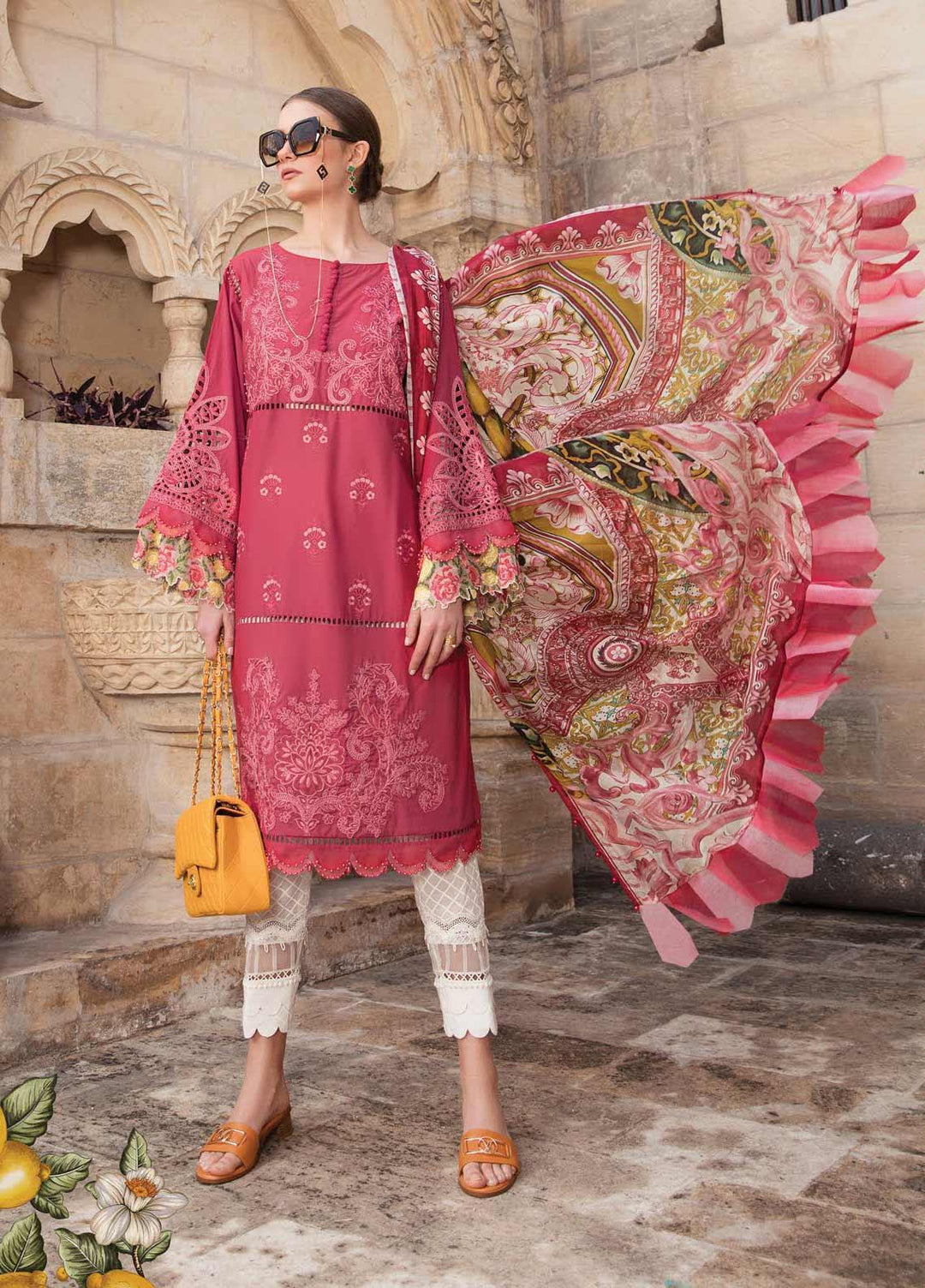 Maria B Embroidered Lawn Suits Unstitched 3 Piece MB21L 8-B - Summer Collection