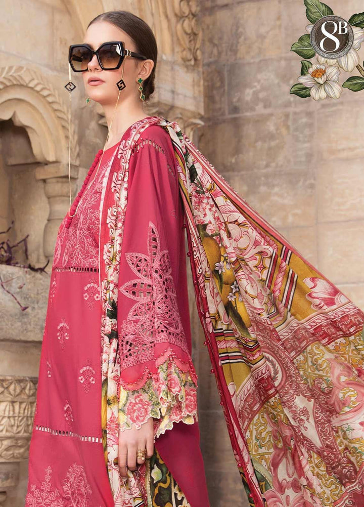 Maria B Embroidered Lawn Suits Unstitched 3 Piece MB21L 8-B - Summer Collection
