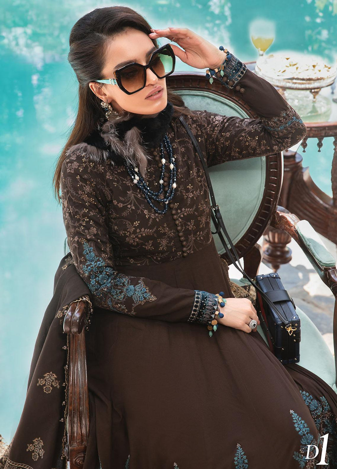 Maria B Embroidered Linen Suits Unstitched 3 Piece MB22LN D1 - Winter Collection