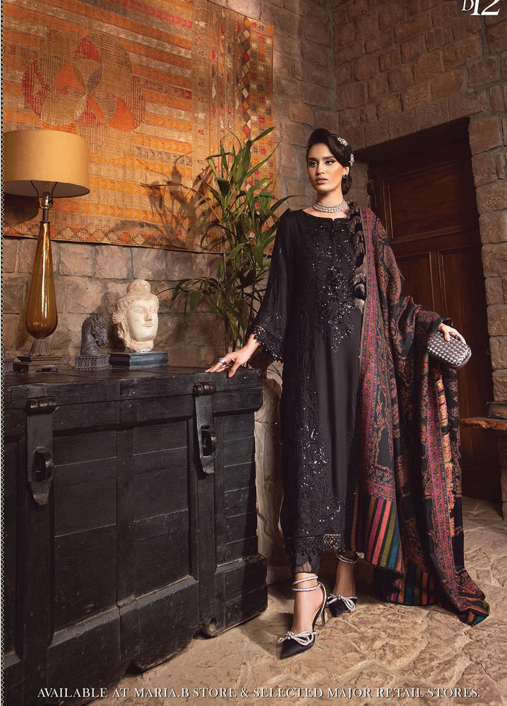 Maria B Embroidered Linen Suits Unstitched 3 Piece MB22LN D12 - Winter Collection