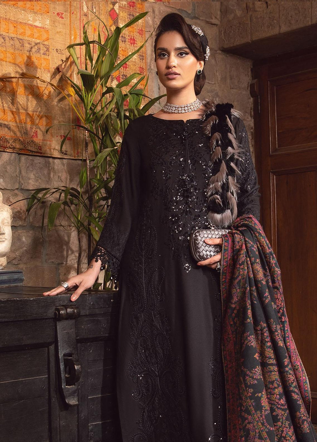 Maria B Embroidered Linen Suits Unstitched 3 Piece MB22LN D12 - Winter Collection