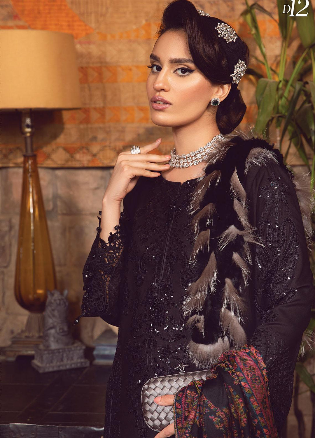 Maria B Embroidered Linen Suits Unstitched 3 Piece MB22LN D12 - Winter Collection