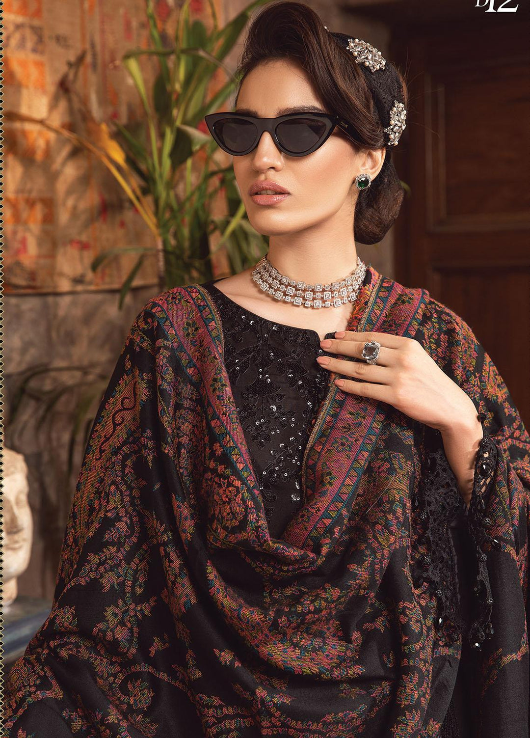Maria B Embroidered Linen Suits Unstitched 3 Piece MB22LN D12 - Winter Collection