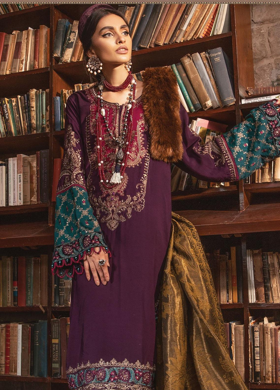 Maria B Embroidered Linen Suits Unstitched 3 Piece MB22LN D2 - Winter Collection