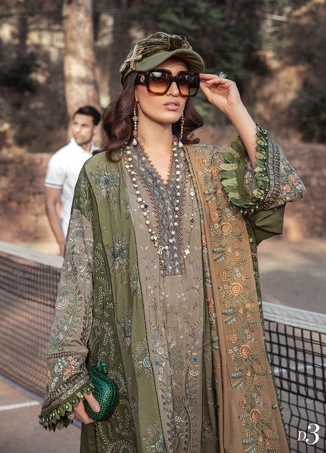 Maria B Embroidered Linen Suits Unstitched 3 Piece MB22LN D3 - Winter Collection