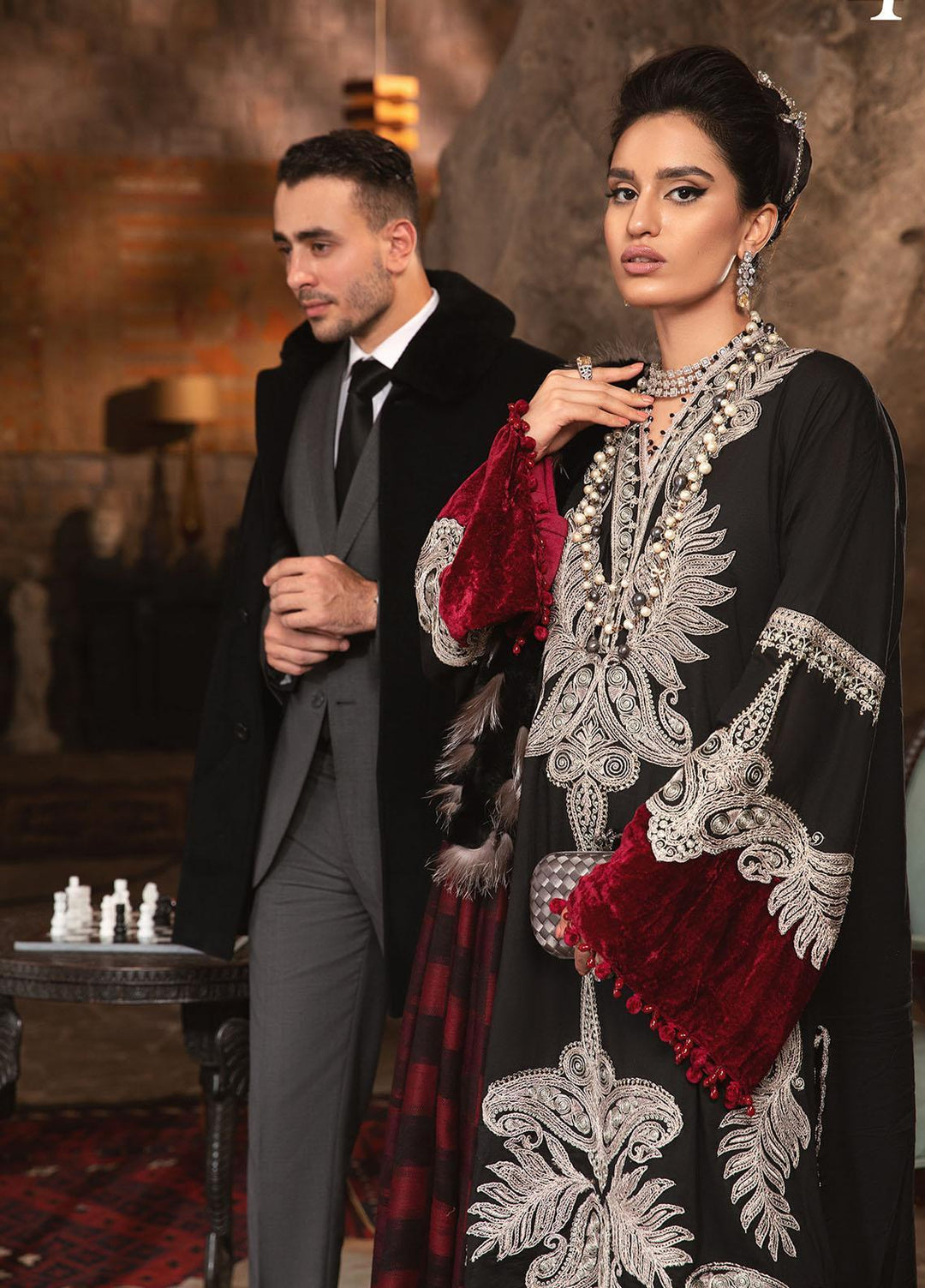 Maria B Embroidered Linen Suits Unstitched 3 Piece MB22LN D4 - Winter Collection