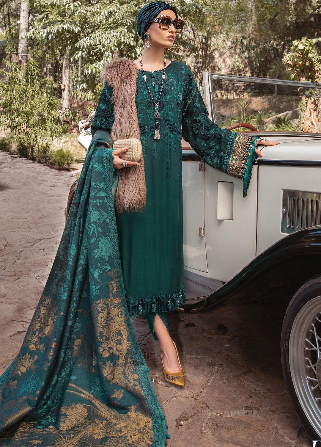 Maria B Embroidered Linen Suits Unstitched 3 Piece MB22LN D5 - Winter Collection