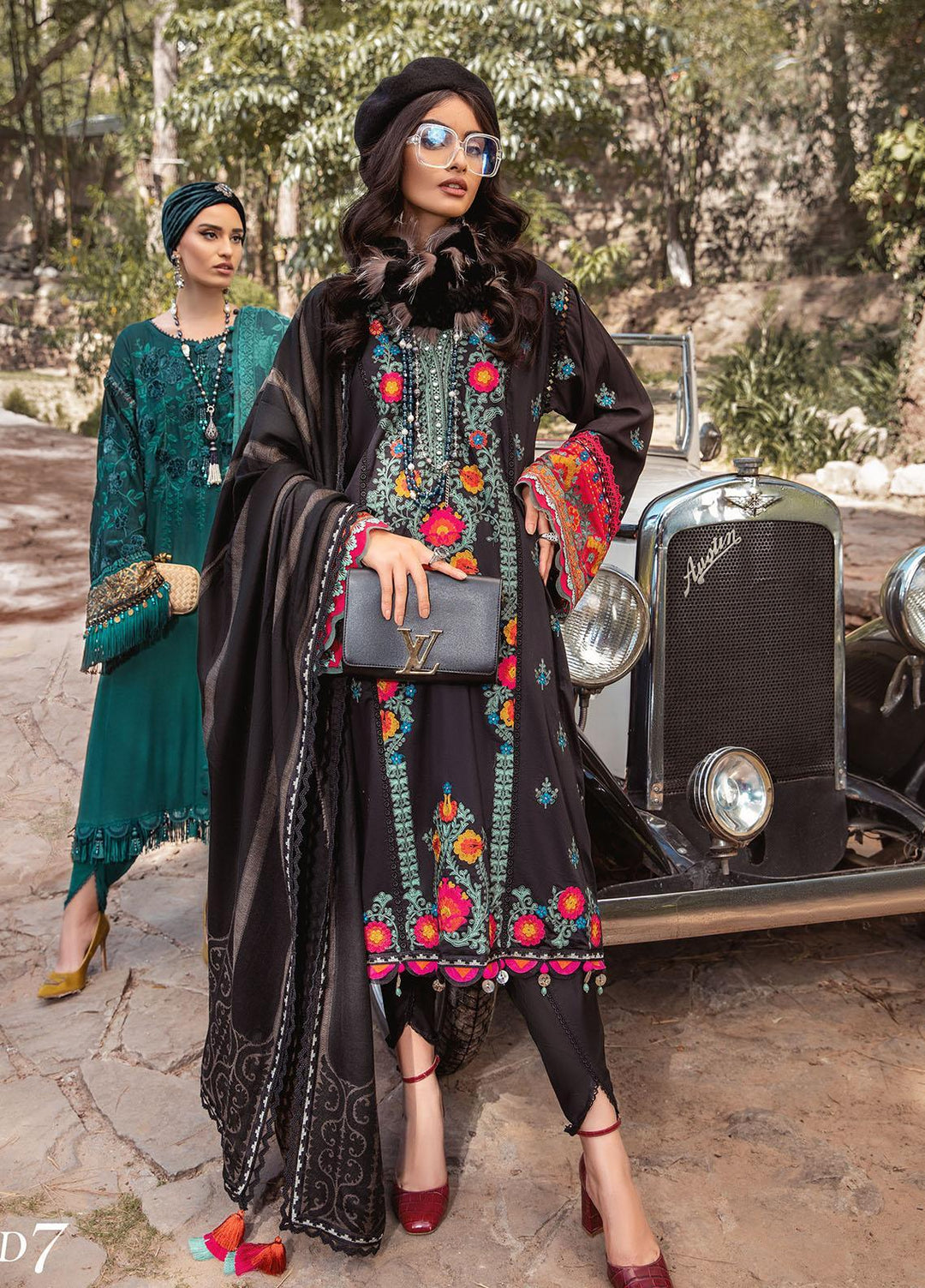Maria B Embroidered Linen Suits Unstitched 3 Piece MB22LN D7 - Winter Collection