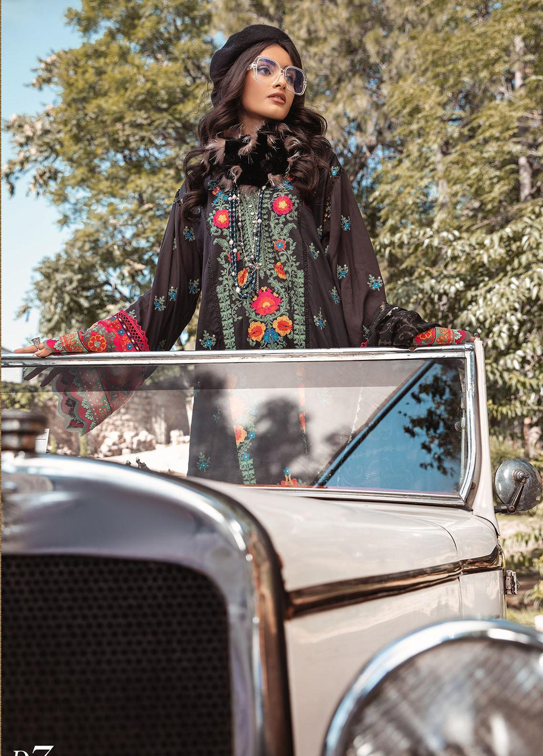 Maria B Embroidered Linen Suits Unstitched 3 Piece MB22LN D7 - Winter Collection