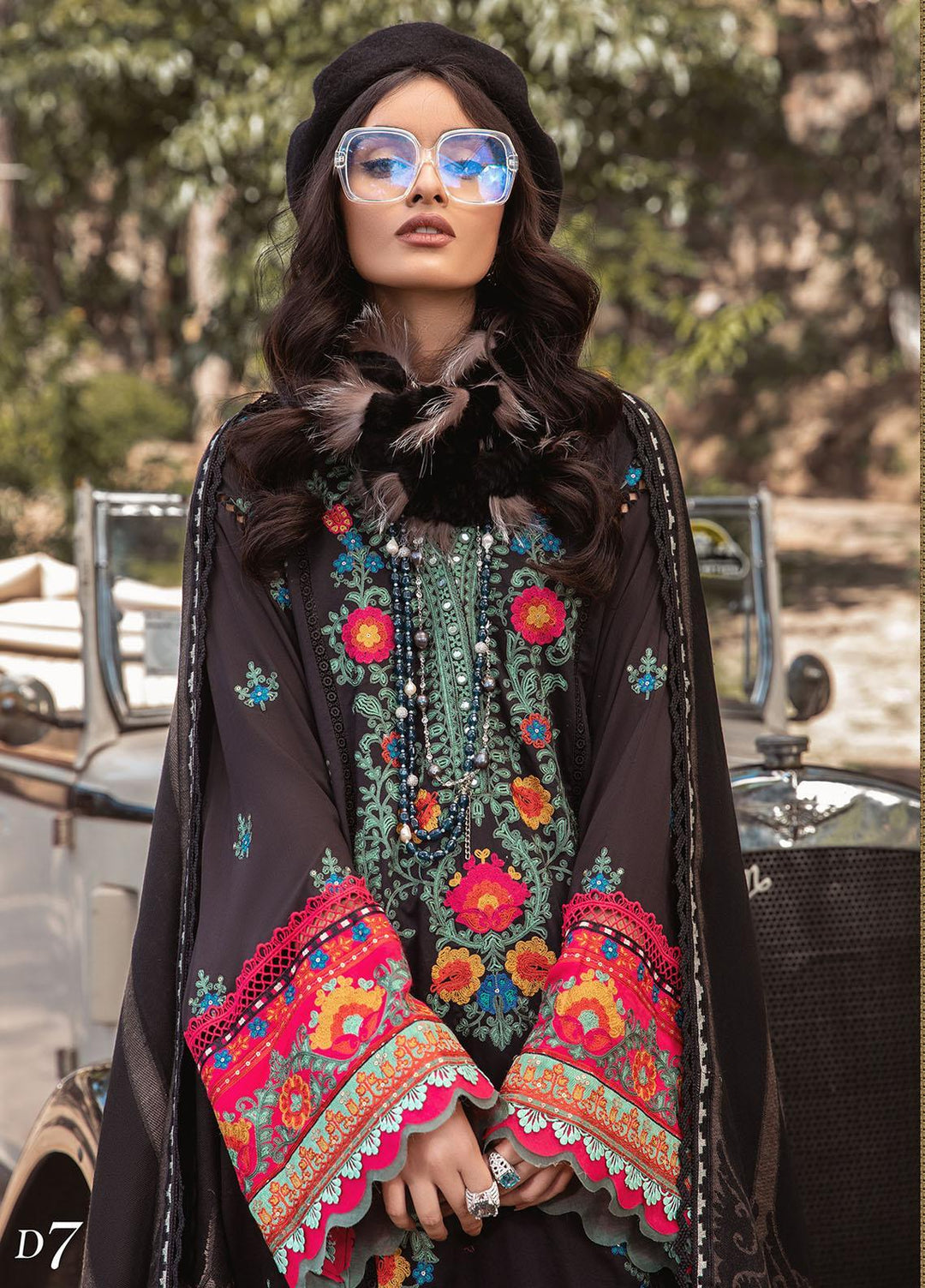 Maria B Embroidered Linen Suits Unstitched 3 Piece MB22LN D7 - Winter Collection