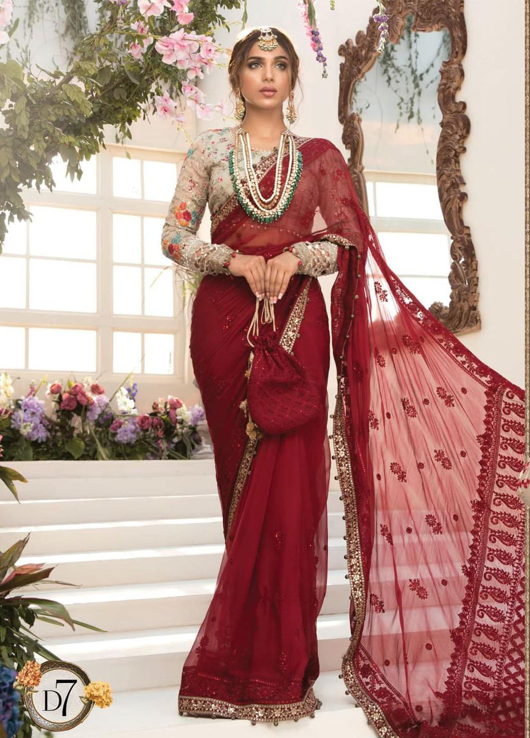 Mbroidered By Maria B Embroidered Chiffon Suits Unstitched 3 Piece MB21MB 07 - Eid Collection