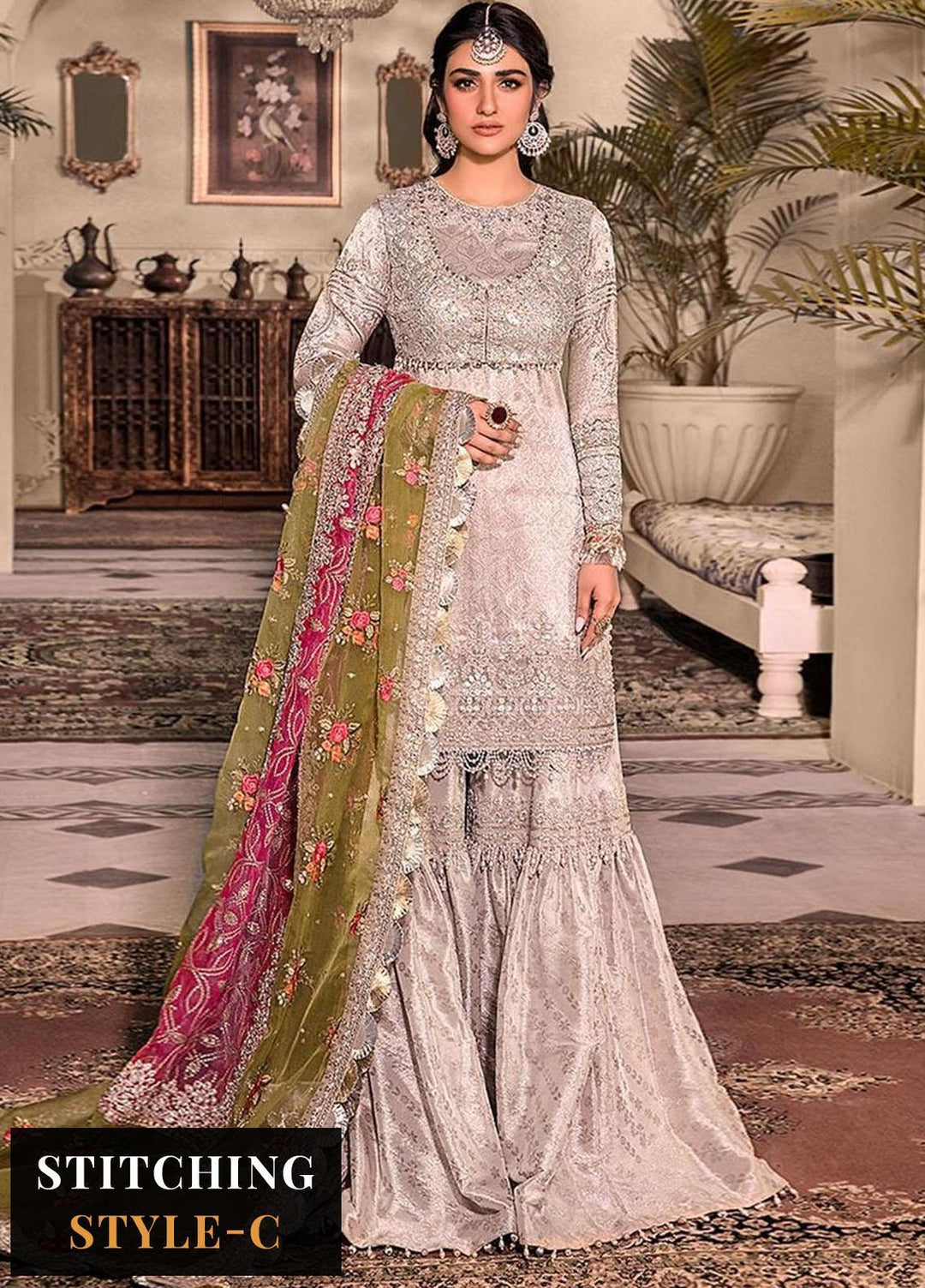 Maria B Embroidered Organza Suits Unstitched 3 Piece MB23MH D1 - Luxury Collection
