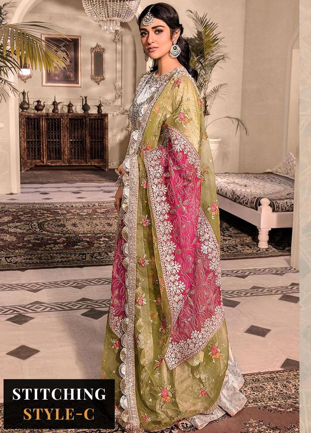 Maria B Embroidered Organza Suits Unstitched 3 Piece MB23MH D1 - Luxury Collection