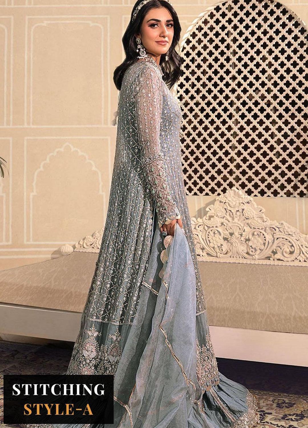 Maria B Embroidered Organza Suits Unstitched 4 Piece MB23MH D2 - Luxury Collection