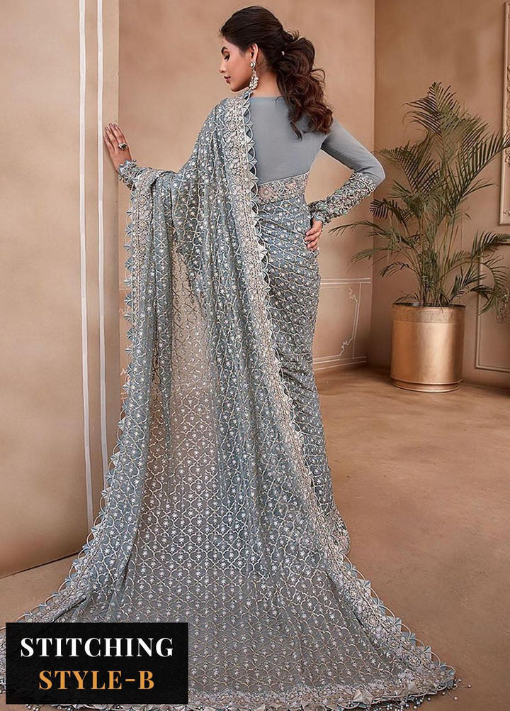 Maria B Embroidered Organza Suits Unstitched 4 Piece MB23MH D2 - Luxury Collection