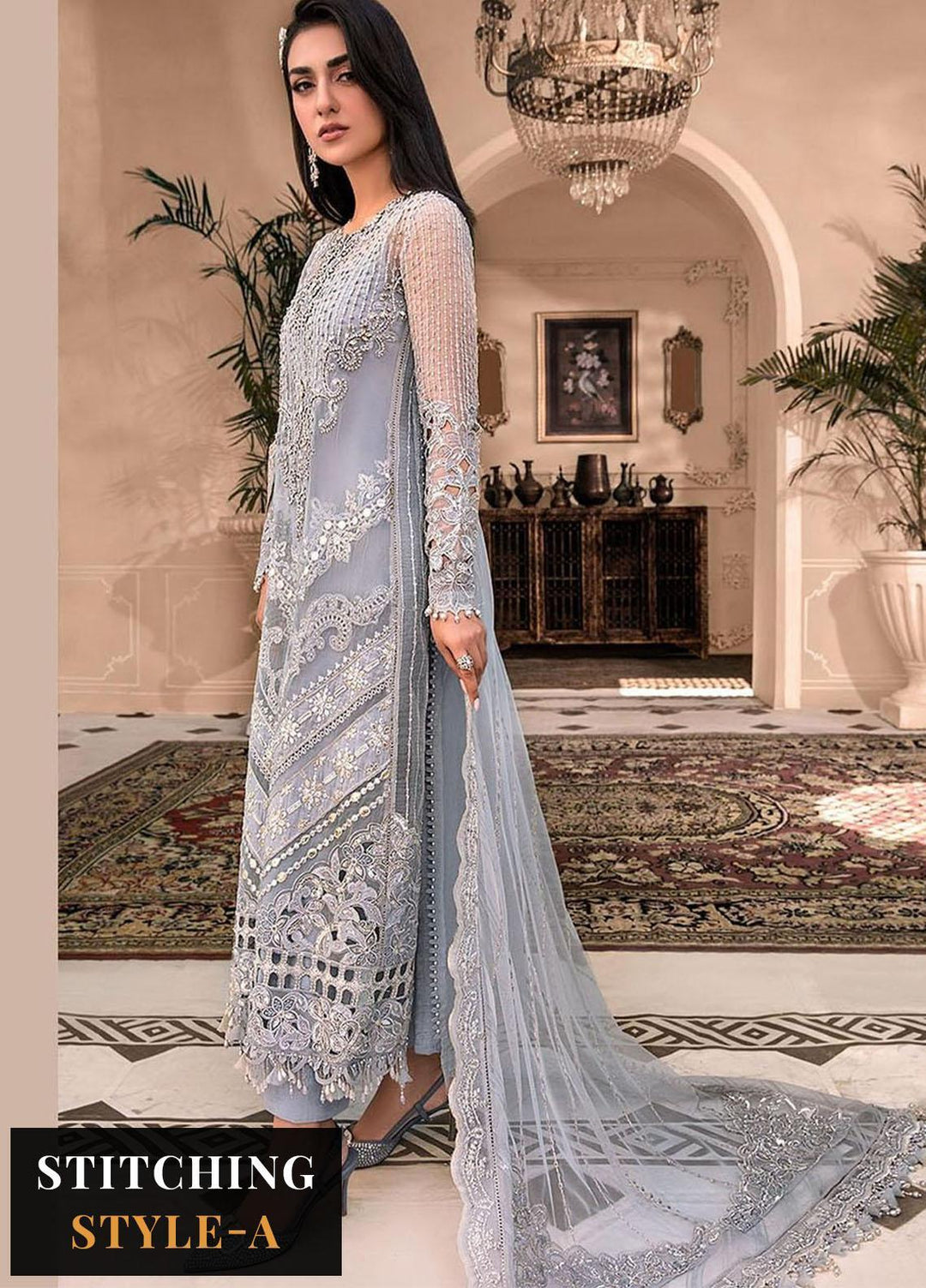Maria B Embroidered Organza Suits Unstitched 4 Piece MB23MH D3 - Luxury Collection
