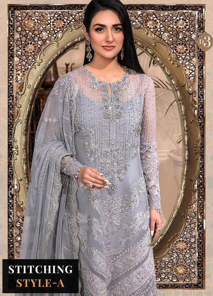 Maria B Embroidered Organza Suits Unstitched 4 Piece MB23MH D3 - Luxury Collection