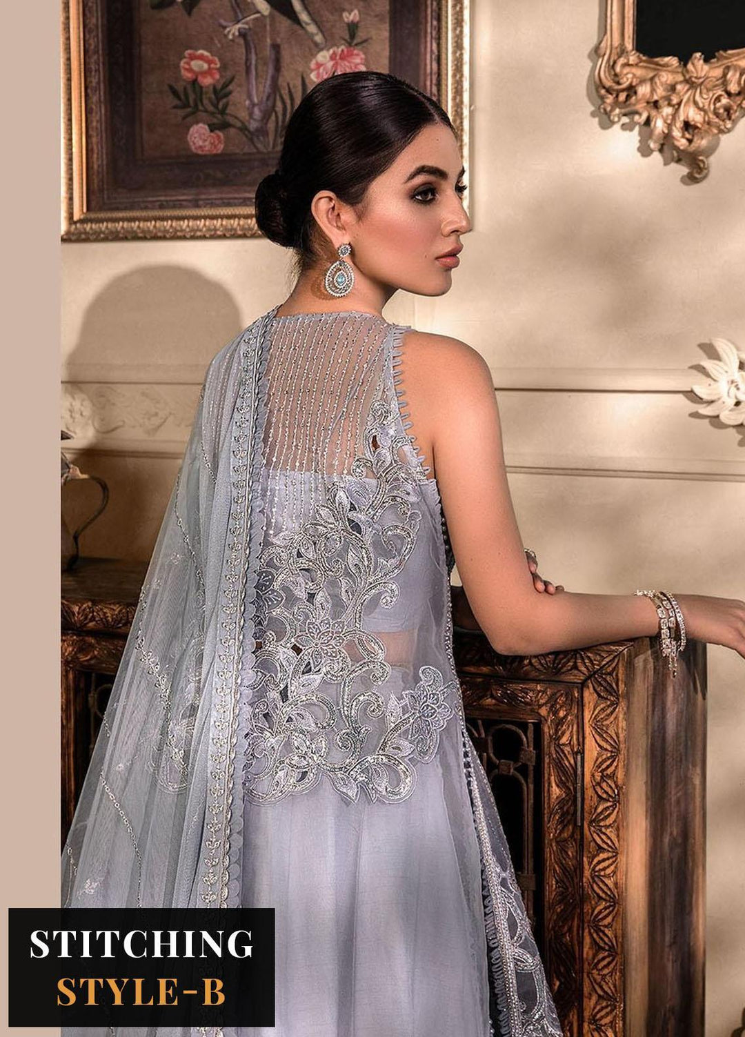 Maria B Embroidered Organza Suits Unstitched 4 Piece MB23MH D3 - Luxury Collection