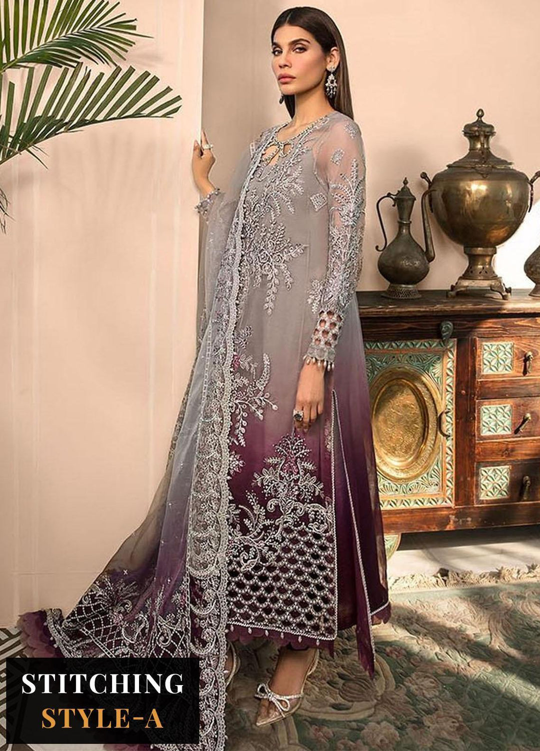 Maria B Embroidered Organza Suits Unstitched 4 Piece MB23MH D5 - Luxury Collection