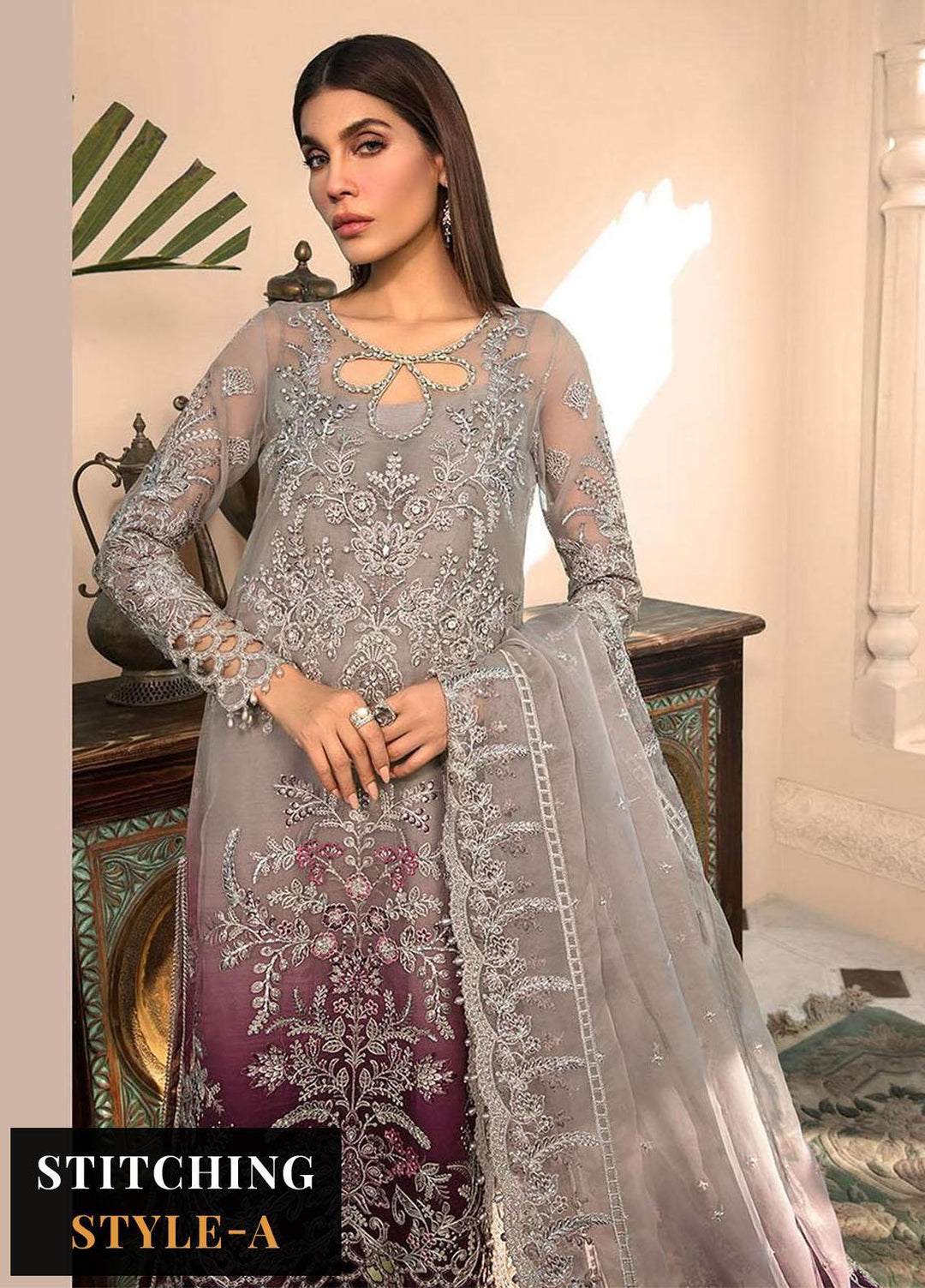 Maria B Embroidered Organza Suits Unstitched 4 Piece MB23MH D5 - Luxury Collection