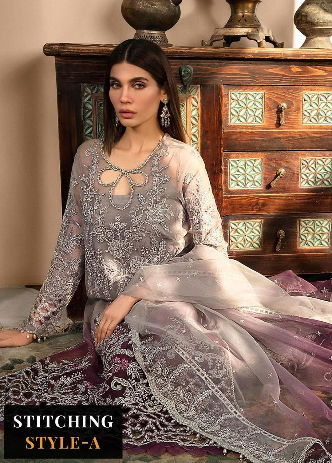 Maria B Embroidered Organza Suits Unstitched 4 Piece MB23MH D5 - Luxury Collection