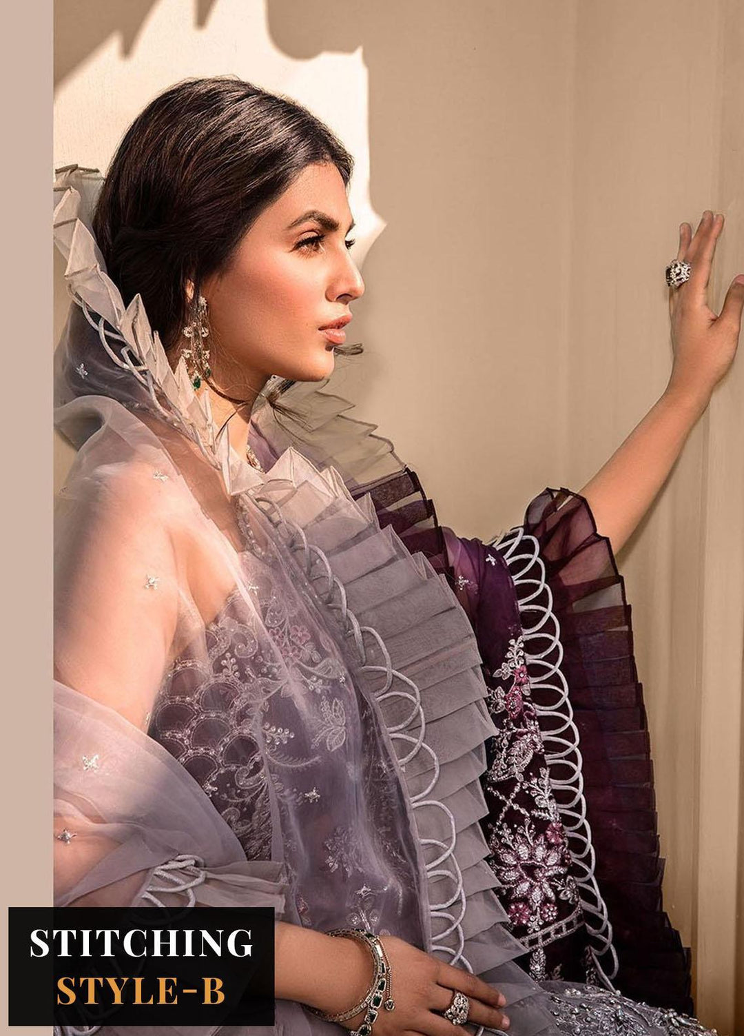 Maria B Embroidered Organza Suits Unstitched 4 Piece MB23MH D5 - Luxury Collection