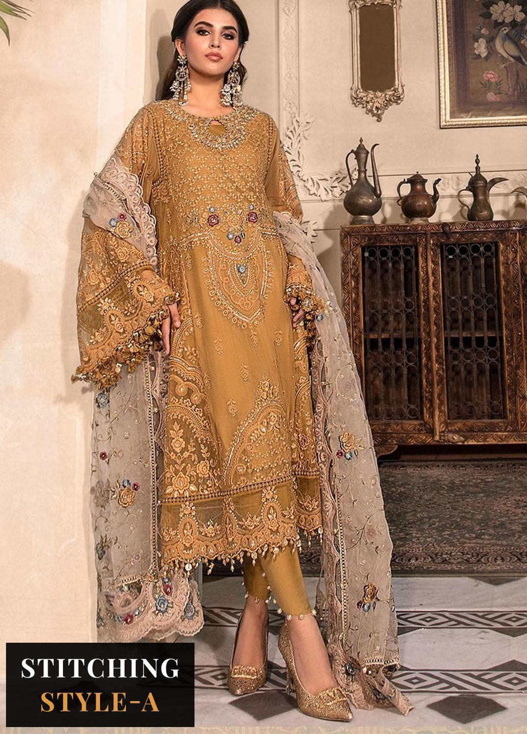 Maria B Embroidered Chiffon Suits Unstitched 4 Piece MB23MH D6 - Luxury Collection