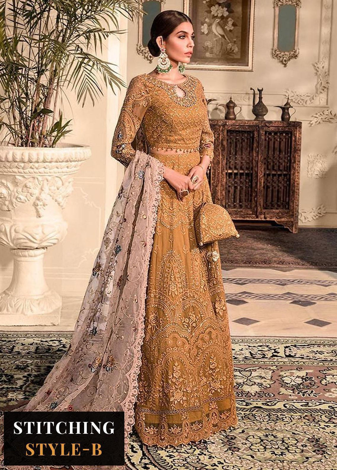 Maria B Embroidered Chiffon Suits Unstitched 4 Piece MB23MH D6 - Luxury Collection