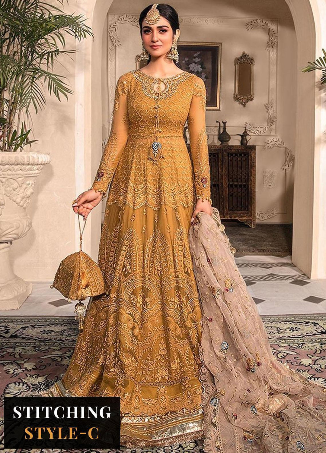 Maria B Embroidered Chiffon Suits Unstitched 4 Piece MB23MH D6 - Luxury Collection