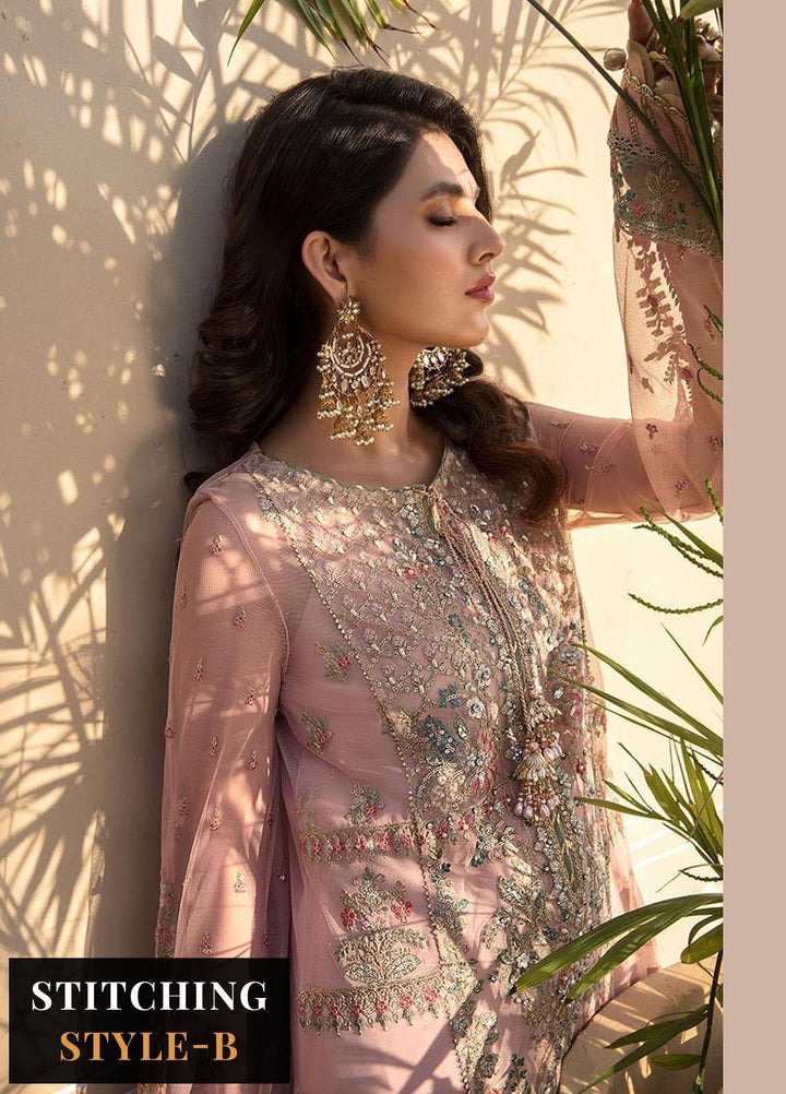 Maria B Embroidered Net Suits Unstitched 4 Piece MB23MH D7 - Luxury Collection