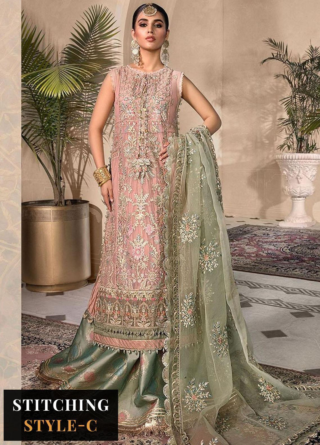 Maria B Embroidered Net Suits Unstitched 4 Piece MB23MH D7 - Luxury Collection