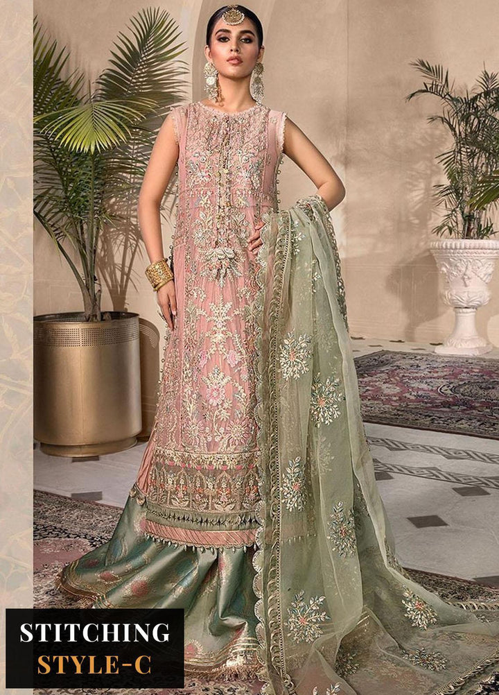 Maria B Embroidered Net Suits Unstitched 4 Piece MB23MH D7 - Luxury Collection