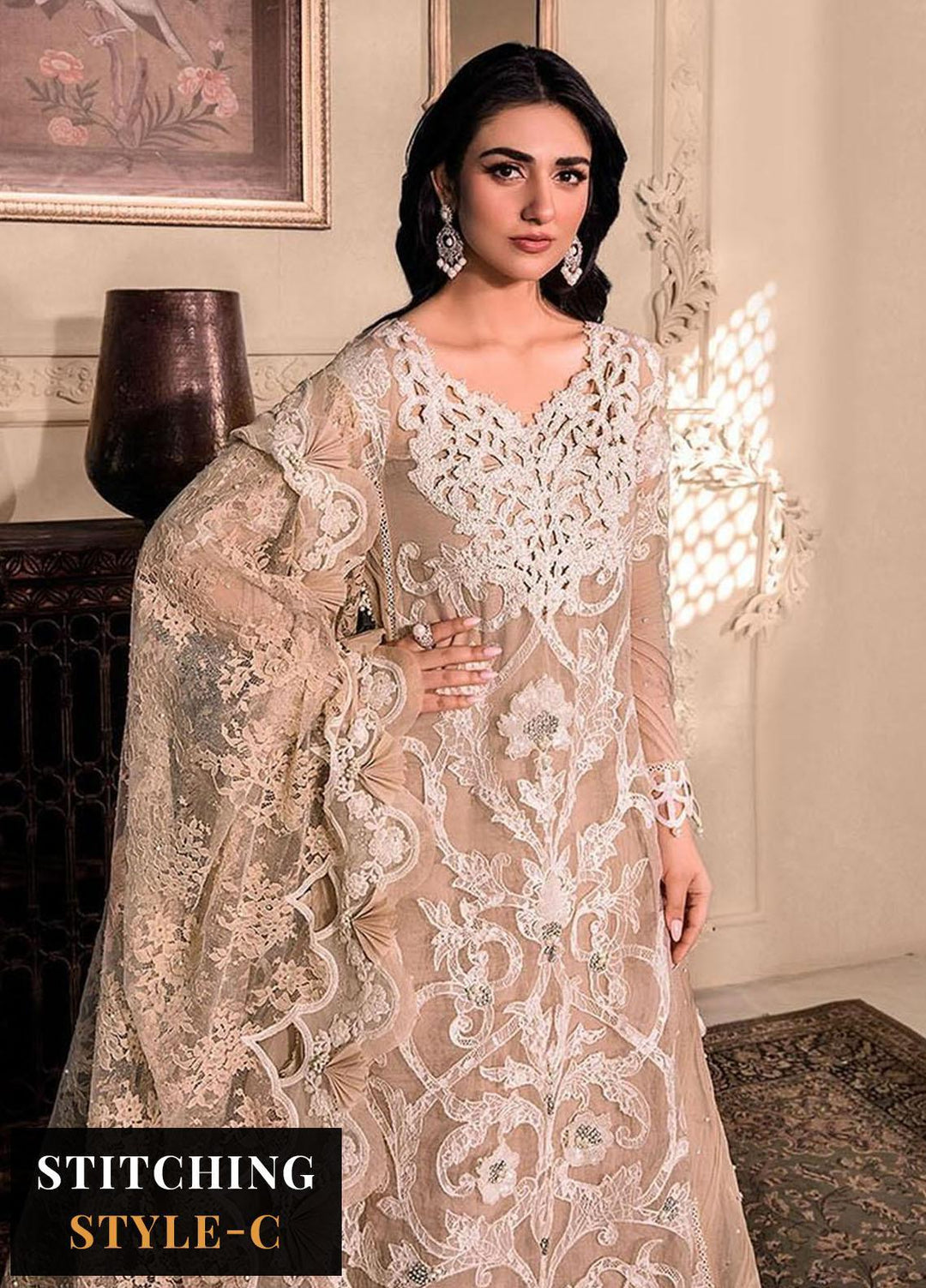 Maria B Embroidered Organza Suits Unstitched 4 Piece MB23MH D8 - Luxury Collection