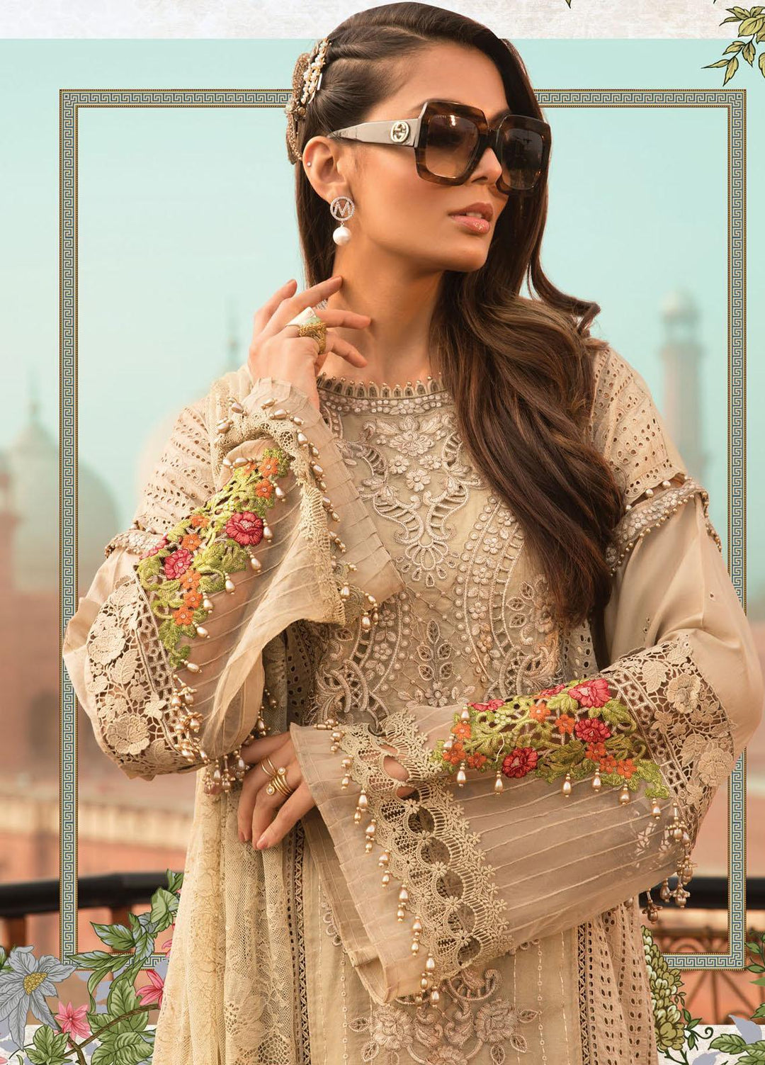 Mein Teri Aan By Maria B Embroidered Lawn Suits Unstitched 3 Piece MB22MT 11B - Summer Collection