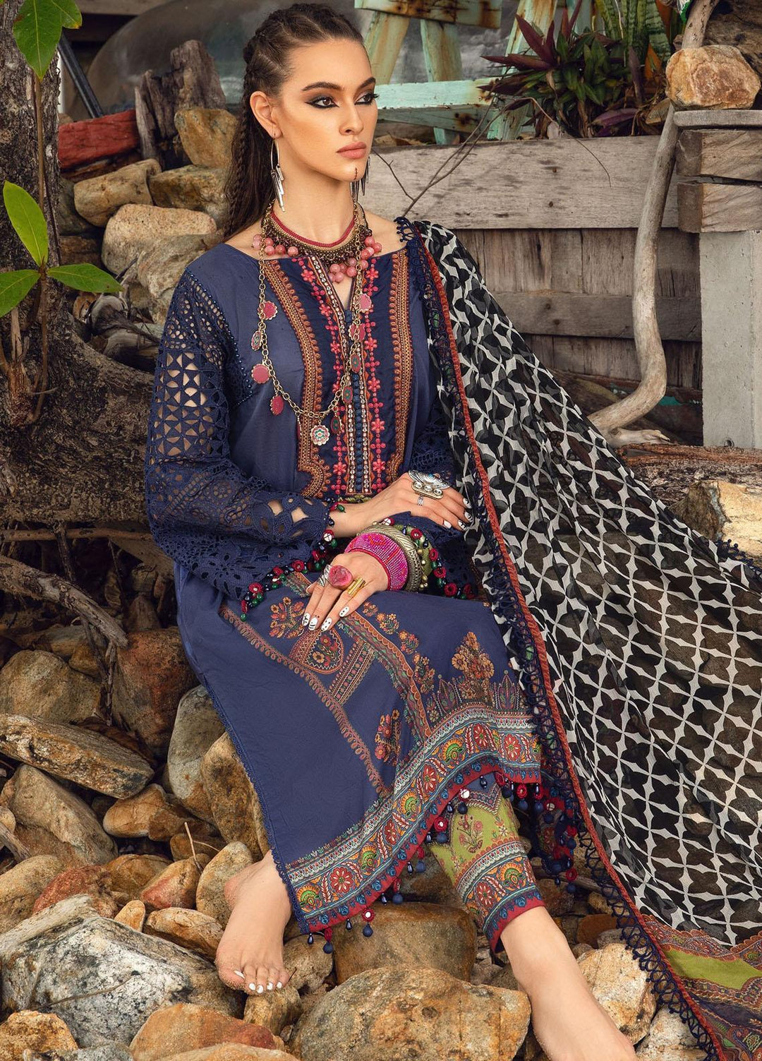 Mprints By Maria B Embroidered Lawn Suits Unstitched 3 Piece MB22MP MPT-1404-B - Eid Collection
