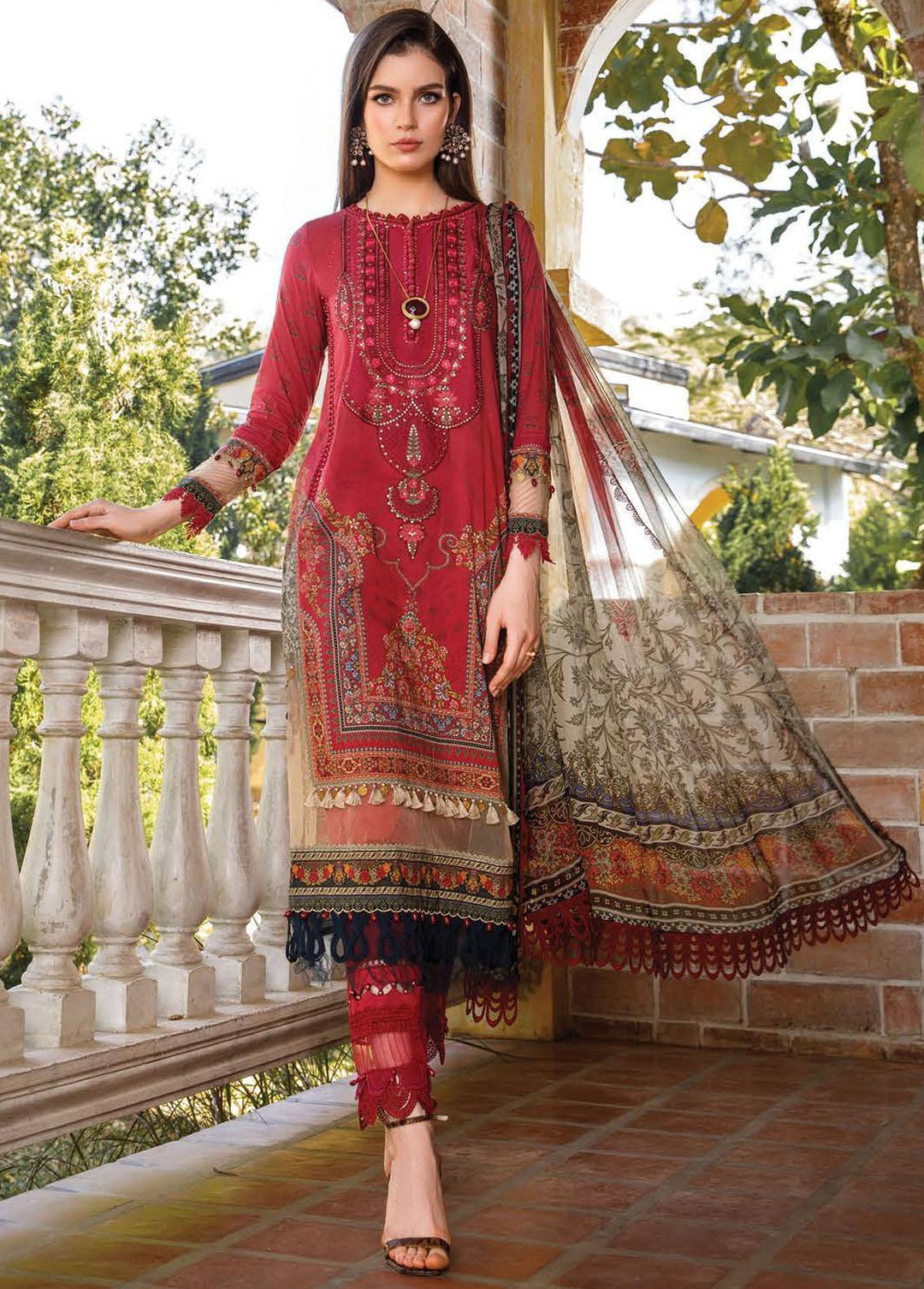 Mprints By Maria B Printed Lawn Suits Unstitched 3 Piece MB23MP 12B - Summer Collection
