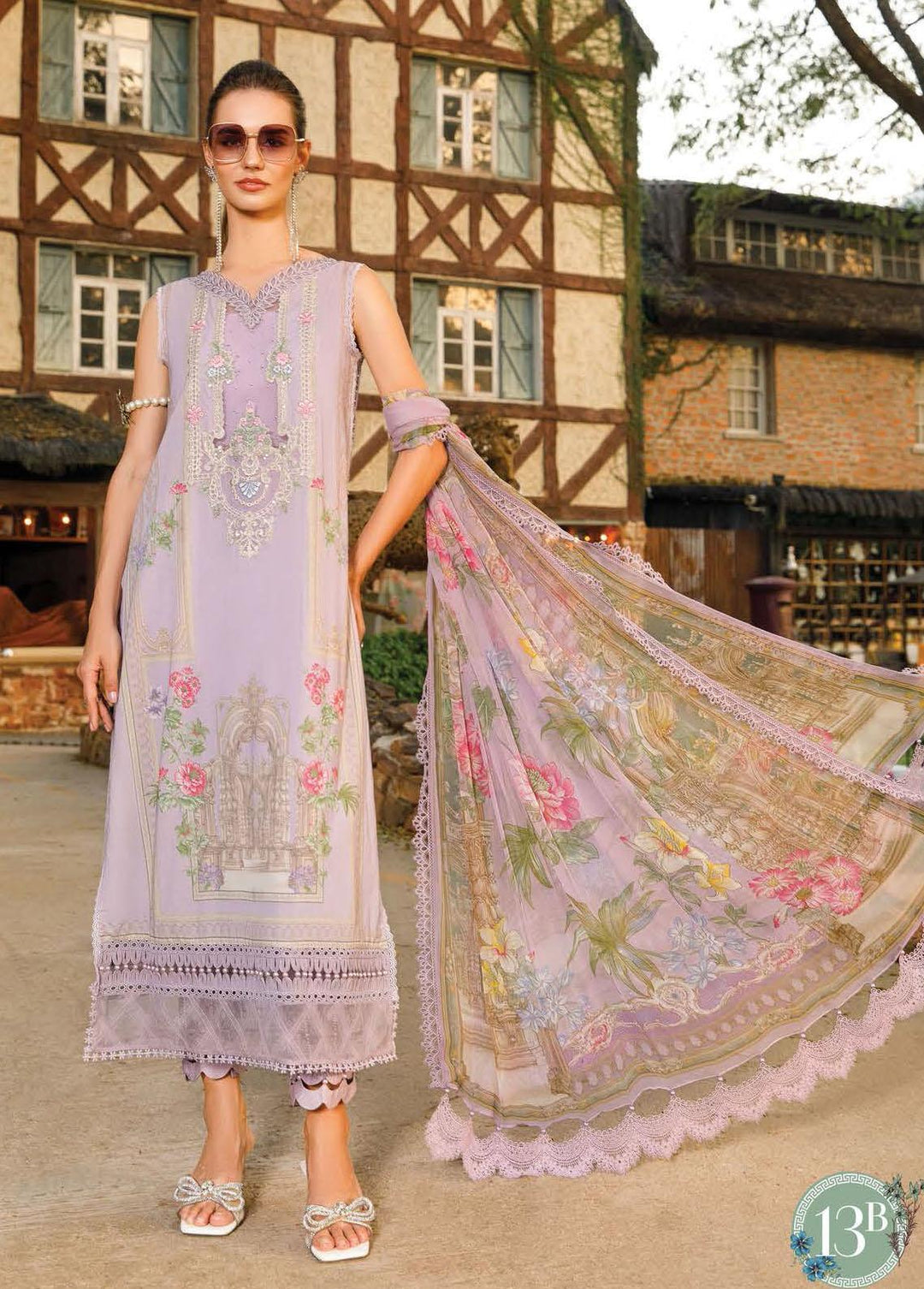 Mprints By Maria B Printed Lawn Suits Unstitched 3 Piece MB23MP 13B - Summer Collection