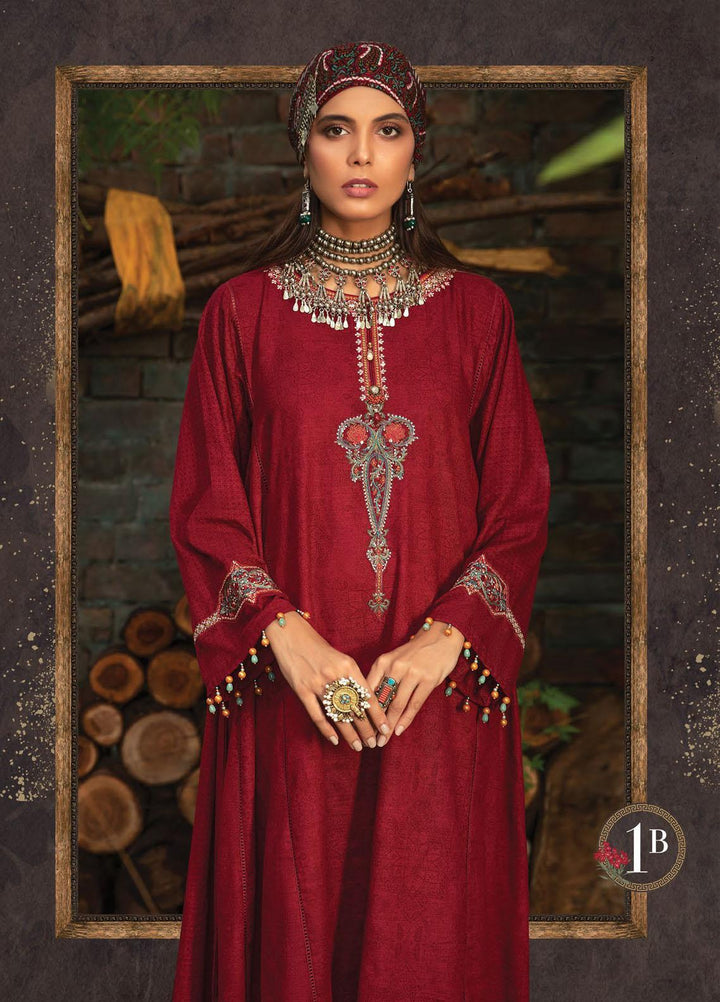 Maria B Embroidered Khaddar Suits Unstitched 3 Piece MB21PW 1-B - Winter Collection
