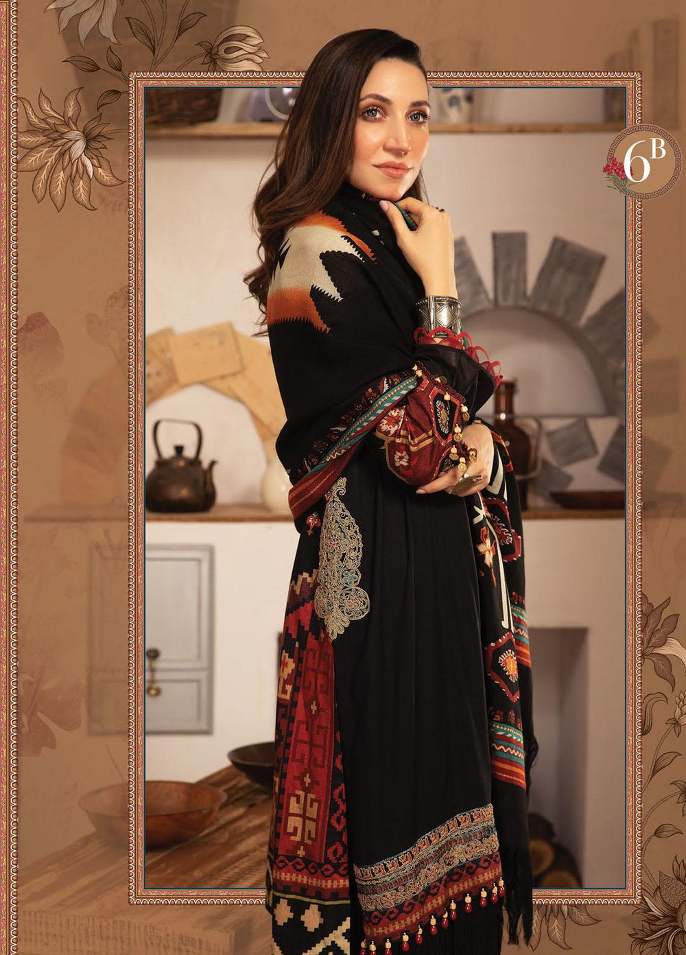Maria B Embroidered Dobby Linen Suits Unstitched 3 Piece MB21PW 6-B - Winter Collection