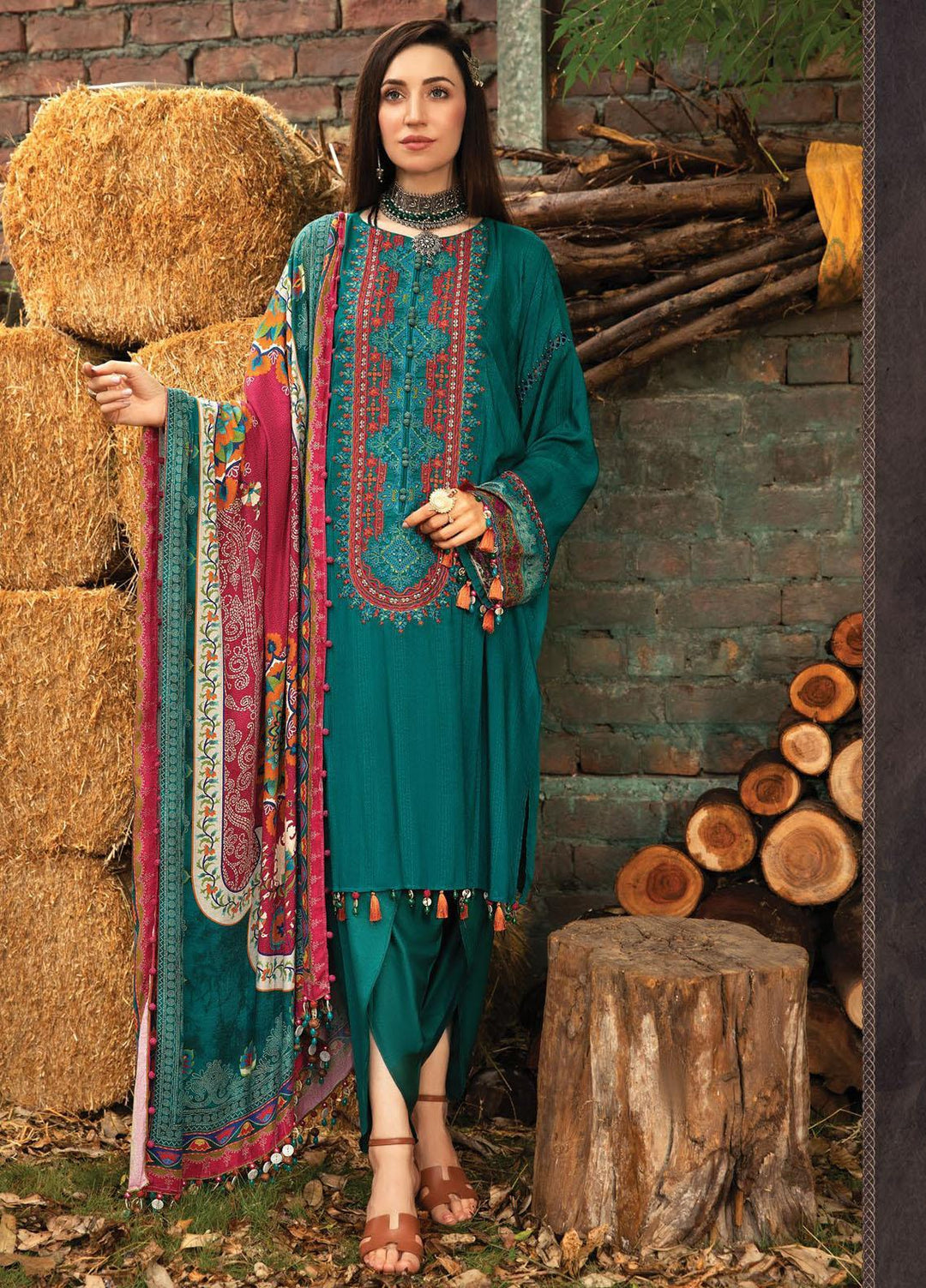 Maria B Embroidered Dobby Linen Suits Unstitched 3 Piece MB21PW 7-B - Winter Collection