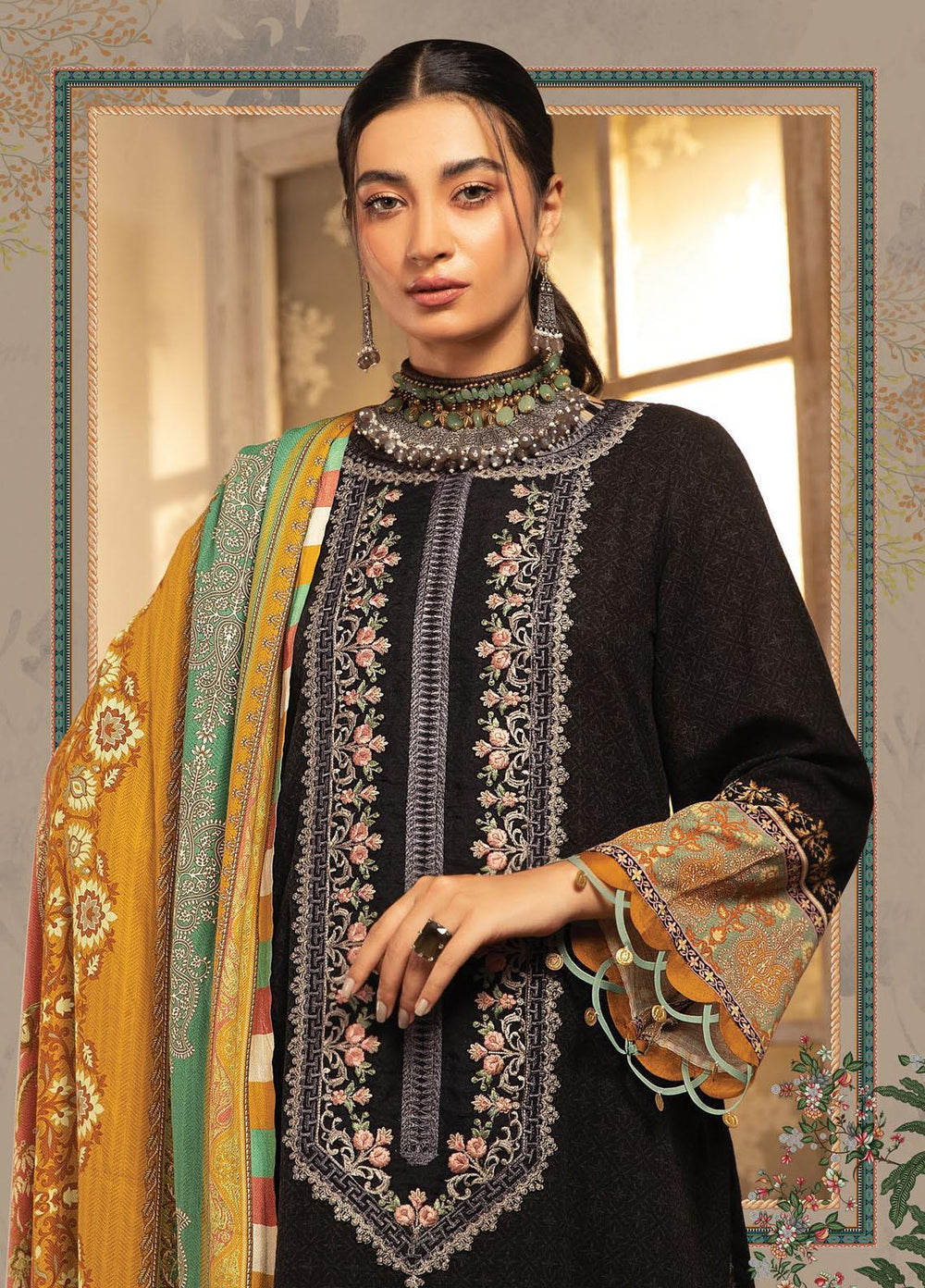 Maria B Embroidered Khaddar Suits Unstitched 3 Piece MB21PW 8-B - Winter Collection