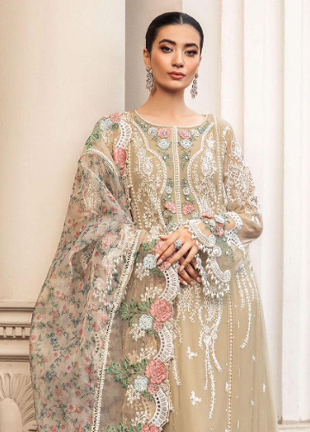 Maria B Embroidered Chiffon Suits Unstitched 4 Piece MB23SC D1 - Luxury Collection