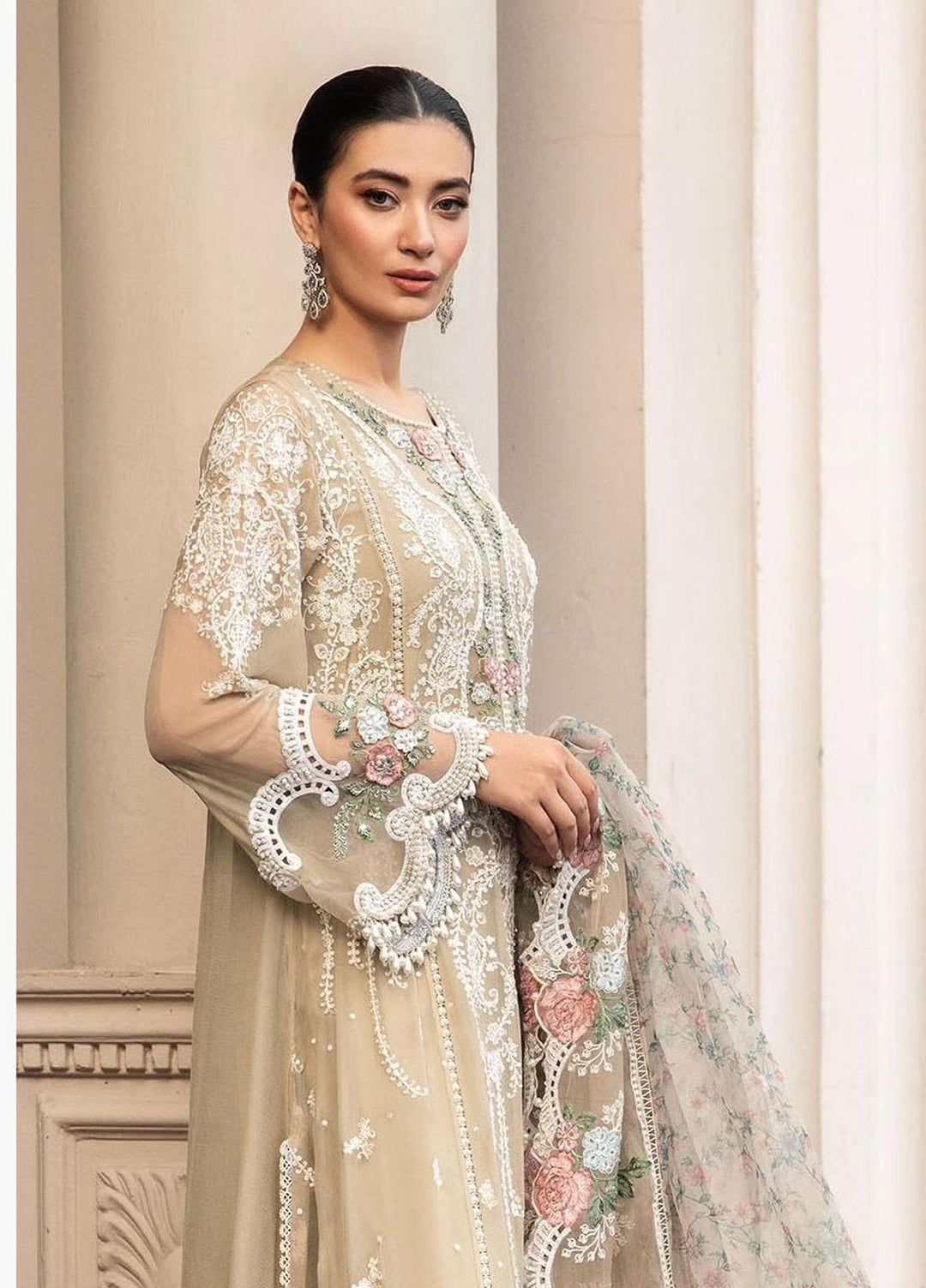 Maria B Embroidered Chiffon Suits Unstitched 4 Piece MB23SC D1 - Luxury Collection